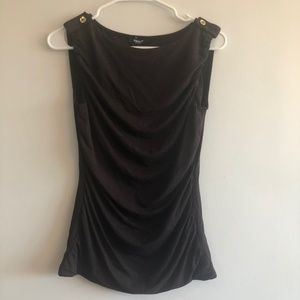 Chocolate Brown Draping Sleeveless Blouse